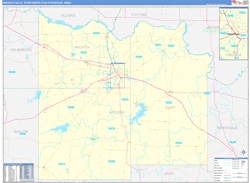 Wichita Falls Metro Area Wall Map Basic Style 2026